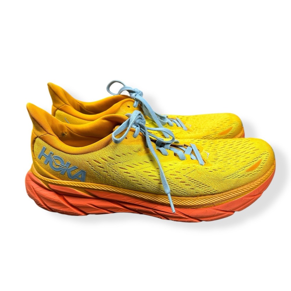 Hoka One One Clifton 8 Radiant Yellow Running Walking Shoes Sneaker‎ Mens 9.5D